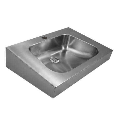  HorecaTraders Lavabo mural en acier inoxydable pour l'hôtellerie – Lavabo mural en acier inoxydable brossé 600 x 420 mm 