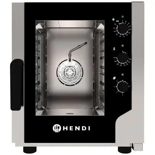  Hendi Four à convection professionnel avec fonction vapeur, 5 niveaux, 230 V – Cuiseur vapeur combiné commercial 
