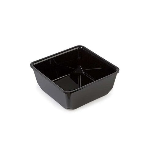  HorecaTraders Quadratische Salatschüssel aus Plexiglas | Schwarz | 205 x 205 x 80 mm 