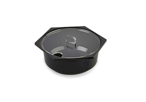  HorecaTraders Saladier hexagonal rond en plexiglas noir - 1,5 L - 180 x 180 x 85 mm 