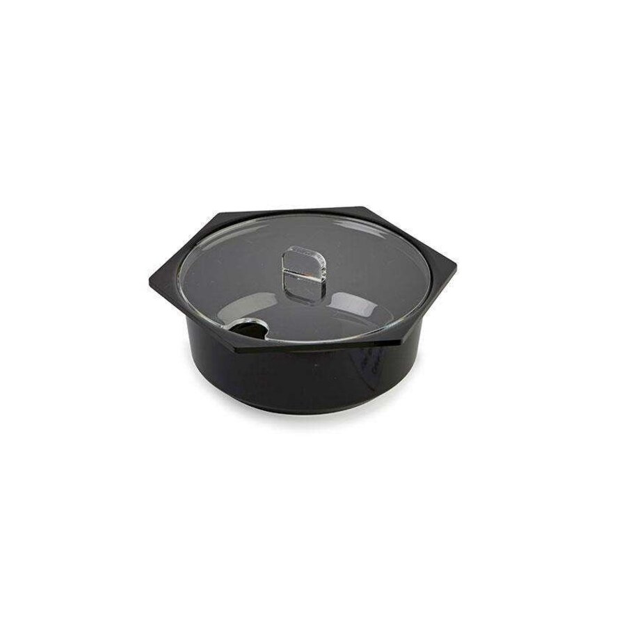Ronde Zeshoek Saladekom Kunststof  Plexi - Zwart - 1,5L - 180x180x85mm