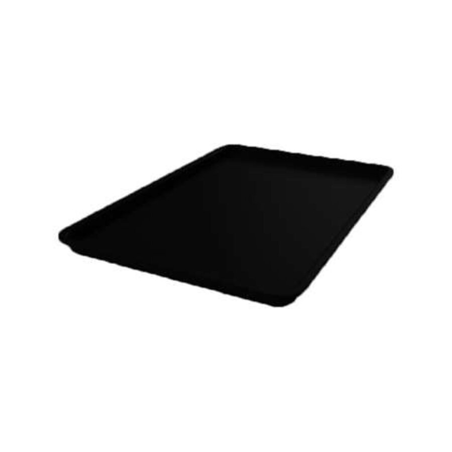 Plateau de présentation rectangulaire en plastique noir 420 x 280 x 20 mm pour vitrines réfrigérées et buffets
