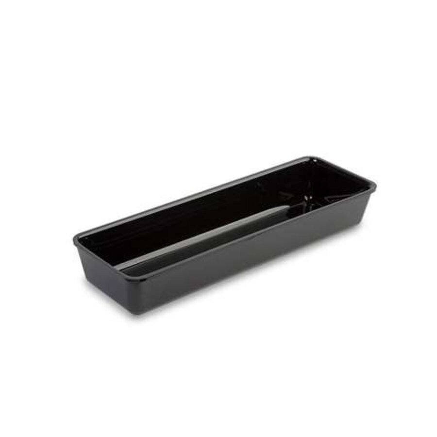 Plateau de présentation rectangulaire en plastique noir 420 x 140 x 60 mm pour vitrines réfrigérées et buffets
