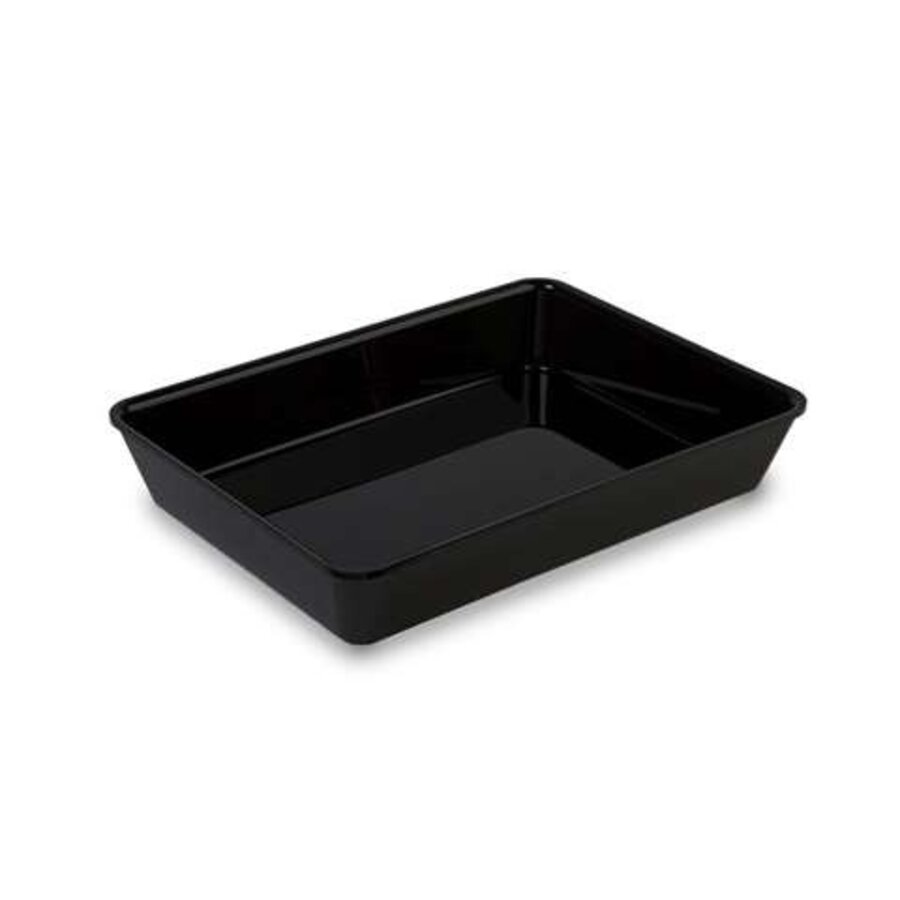 Plateau de présentation rectangulaire en plastique noir 380 x 280 x 60 mm pour vitrines réfrigérées et buffets