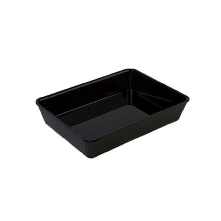 Rechteckiges, schwarzes Kunststoff-Präsentationstablett 325 x 280 x 60 mm für Kühlvitrinen und Buffetpräsentation