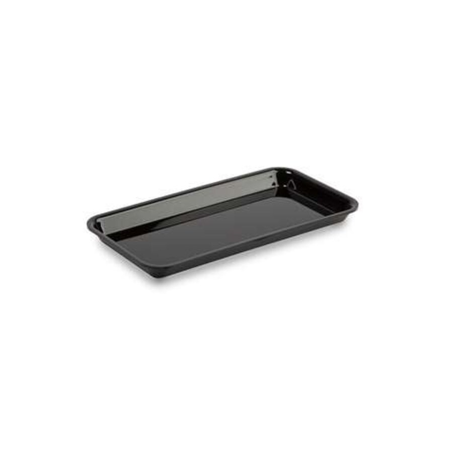Rechteckiges, schwarzes Kunststoff-Präsentationstablett 280 x 140 x 20 mm für Kühlvitrinen und Buffetpräsentation
