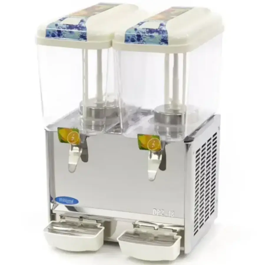 Refrigerated Beverage Dispenser 2 x 18 Liters White/Stainless Steel – Professional Beverage Cooler