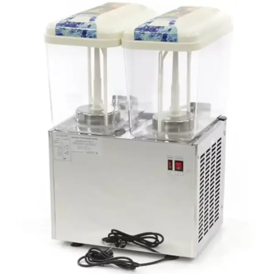 Refrigerated Beverage Dispenser 2 x 18 Liters White/Stainless Steel – Professional Beverage Cooler