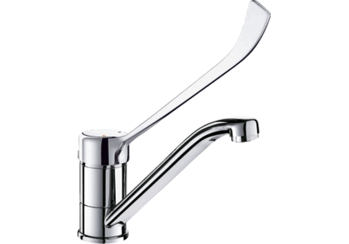  Robinet mitigeur de lavabo professionnel chromé à montage en surface – Bec pivotant pour sanitaires hôteliers 