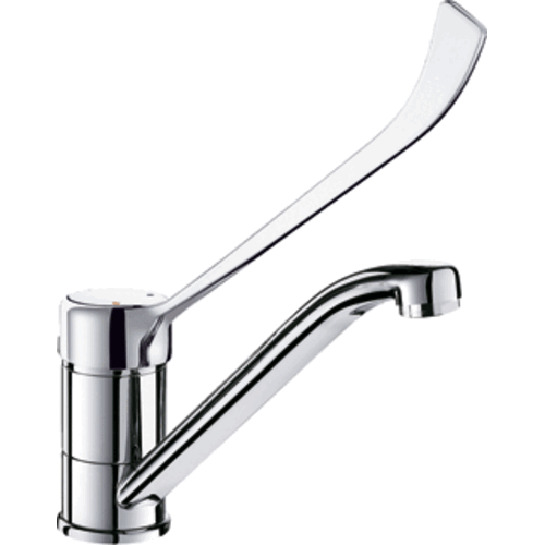  HorecaTraders Robinet mitigeur de lavabo professionnel chromé à montage en surface – Bec pivotant pour sanitaires hôteliers 