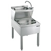 Lavabo en acier inoxydable avec bonde 510 x 700 x 850 mm et robinet mitigeur