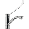 Robinet mitigeur professionnel pour lavabo avec bec pivotant et limiteur de température