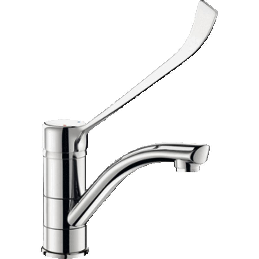 Professionelle Waschtischarmatur mit Schwenkauslauf und Temperaturbegrenzer