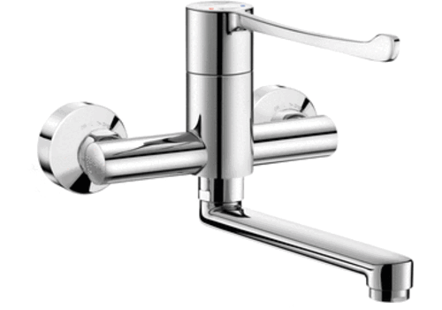  Mitigeur de lavabo professionnel 2 trous avec bec pivotant chromé 