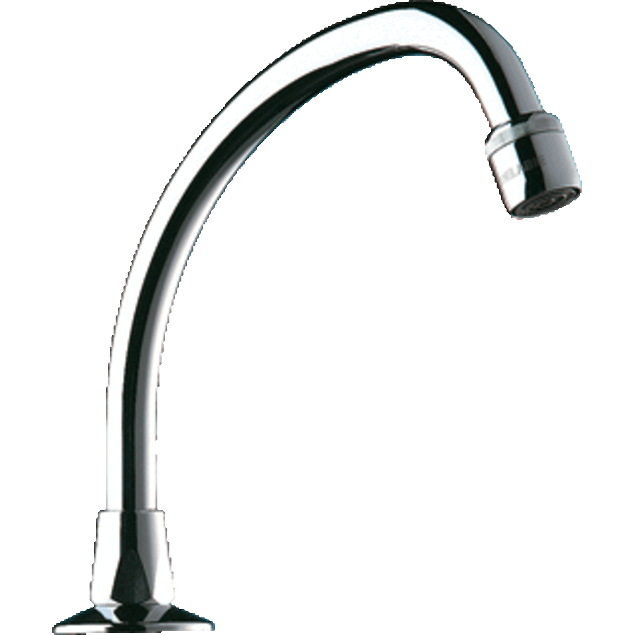 Schwenkbarer Wasserhahnauslauf, verchromt, 150 mm, mit Sprühdüsenunterbrecher und Rosette