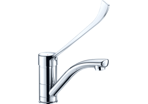  HorecaTraders Robinet mitigeur professionnel pour lavabo avec bec pivotant en fonte et limiteur de température 