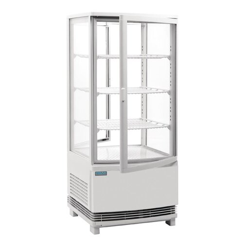  Polar Vitrine réfrigérée à porte incurvée 86 litres, blanche, 600 x 600 x 850 mm 