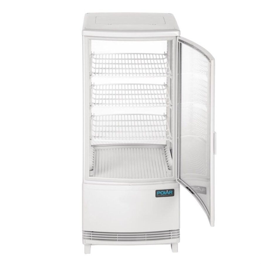 Vitrine réfrigérée à porte incurvée 86 litres, blanche, 600 x 600 x 850 mm