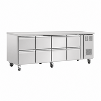 Gekoelde GN Horeca werkbank | 8 laden | 616L | professionele koelwerkbank | B