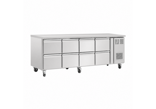  HorecaTraders Gekühlte GN-Catering-Werkbank | 8 Schubladen | 616 l | Professionelle gekühlte Werkbank | B 