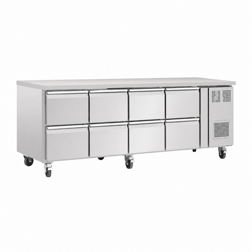  HorecaTraders Gekühlte GN-Catering-Werkbank | 8 Schubladen | 616 l | Professionelle gekühlte Werkbank | B 