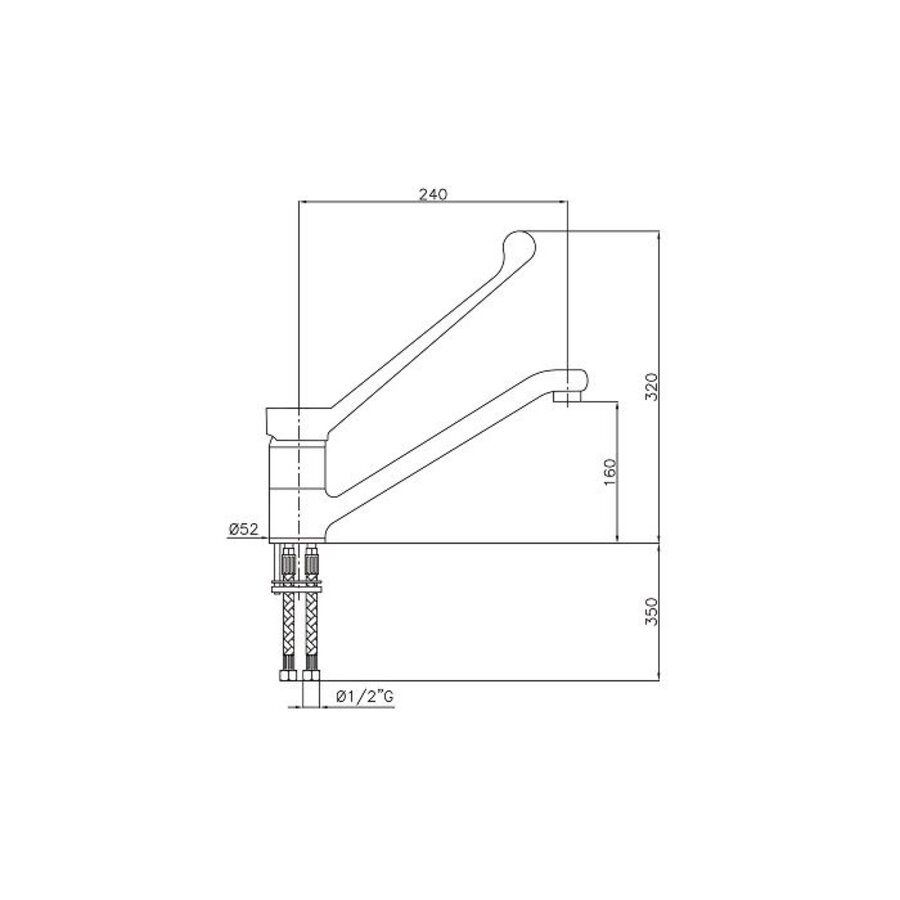 Elbow-Operated Tap for Professional Catering Kitchens – Hygienic Single-Hole Mixer Tap 1/2 Inch