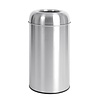 HorecaTraders Edelstahl-Abfallbehälter in Kugelform, offener Deckel, 40 Liter, Ø 360 x 640 mm