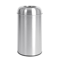 Edelstahl-Abfallbehälter in Kugelform, offener Deckel, 40 Liter, Ø 360 x 640 mm