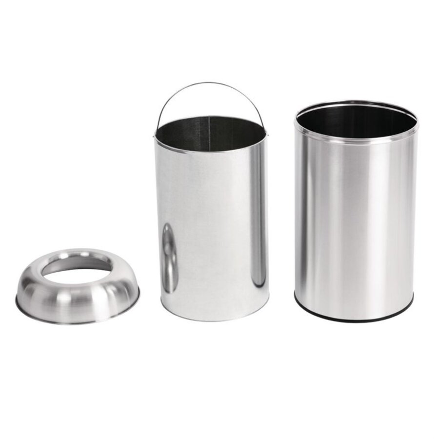 RVS Bullet Afvalbak Open Top 40 Liter Ø360x640 mm