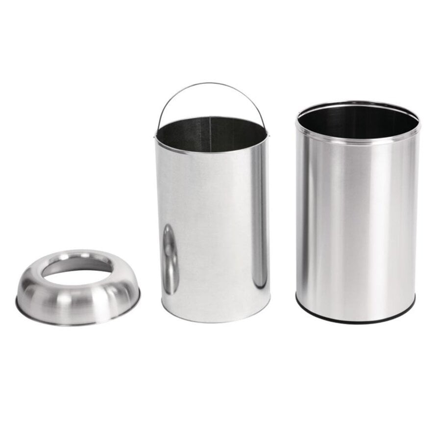 Stainless Steel Bullet Waste Bin Open Top 40 Liters Ø360x640 mm