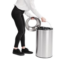 Edelstahl-Abfallbehälter in Kugelform, offener Deckel, 40 Liter, Ø 360 x 640 mm