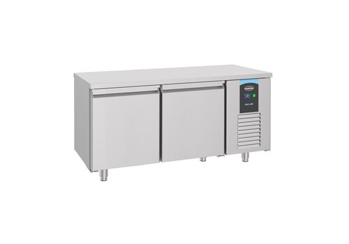  HorecaTraders Baker's refrigerated workbench with 2 doors | Stainless steel | 380L | 1550x800x850 mm 