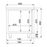 Baker's refrigerated workbench with 2 doors | Stainless steel | 380L | 1550x800x850 mm