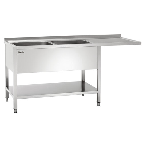  Bartscher Sink Center 2 Sinks Left | Stainless Steel | 1600x700x850 mm 