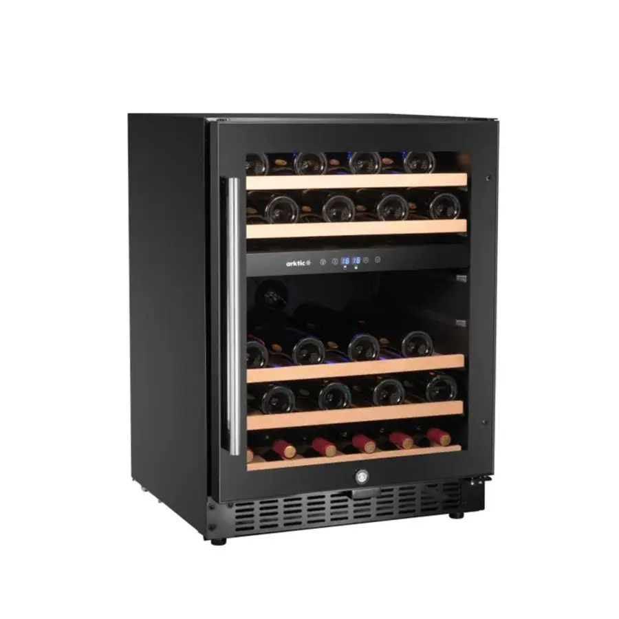 Cave à vin à 2 compartiments pour 46 bouteilles – Noire