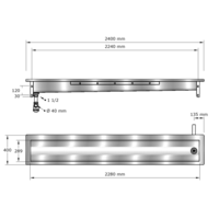 Lavabo | Acier inoxydable | 240 (l) x 40 (p) x 24 (h) cm