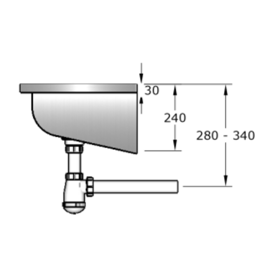 Lavabo | Acier inoxydable | 240 (l) x 40 (p) x 24 (h) cm