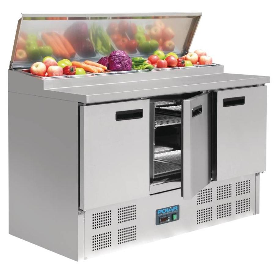 Pizza-Werkbank aus Edelstahl 8 x 1/4 GN | 389 Liter