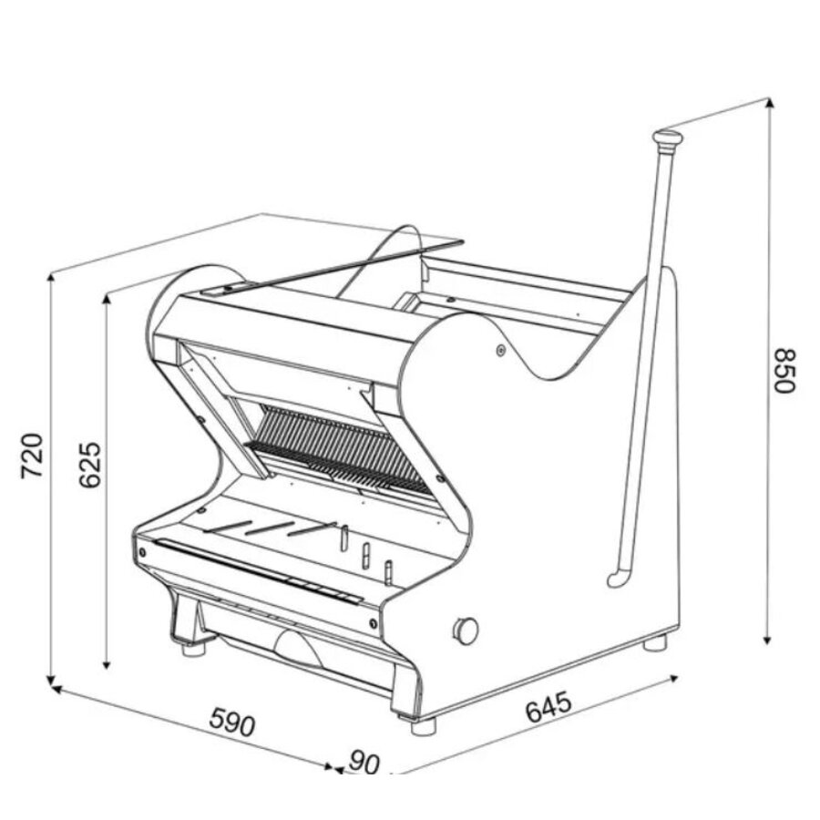 Brotschneidemaschine | BYZANCE | Brot 440 x 300 mm / Ø 300 mm | Schnittstärke 9/11/13 mm | Halbautomatisch | 0,49 kW (230 V) | Optionaler Unterbau | 680 x 645 x 720/850 (H) mm