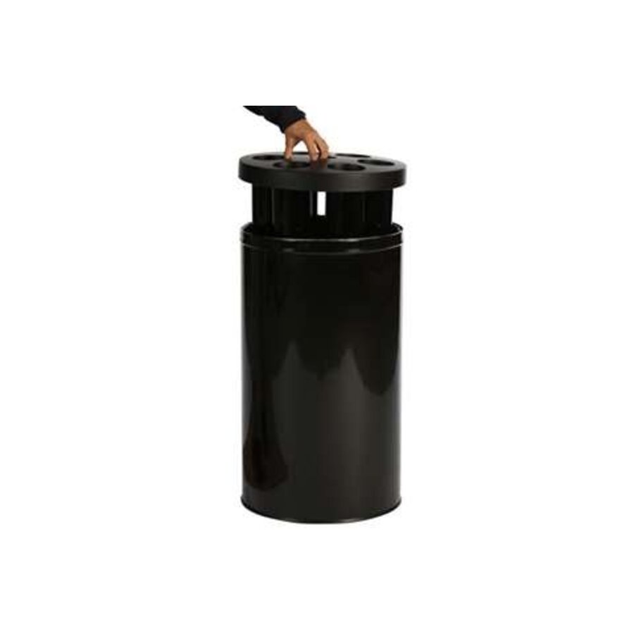 Cup waste bin 40 liters with spoon collection tray black