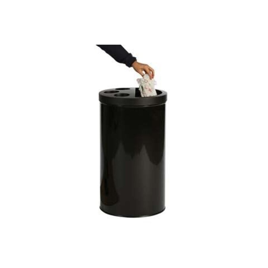 Combi afvalton 40 liter voor bekers en algemeen afval zwart