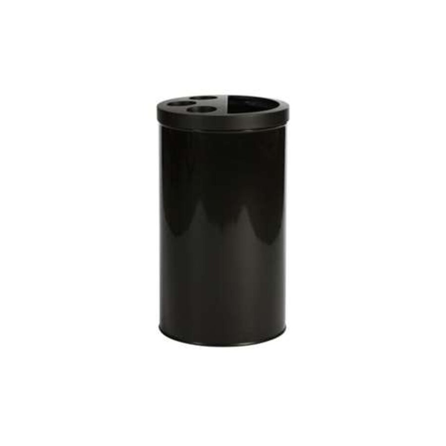 Combi afvalton 40 liter voor bekers en algemeen afval zwart