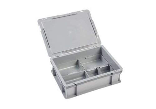  HorecaTraders Plastic crate with lid 10 liters with suitcase handle 400 x 300 x 133 mm 