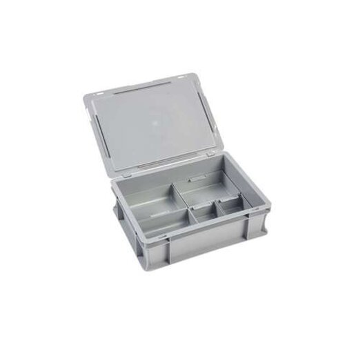  HorecaTraders Plastic crate with lid 10 liters with suitcase handle 400 x 300 x 133 mm 