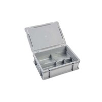 Kunststoffkiste mit Deckel, 10 Liter, mit Koffergriff, 400 x 300 x 133 mm