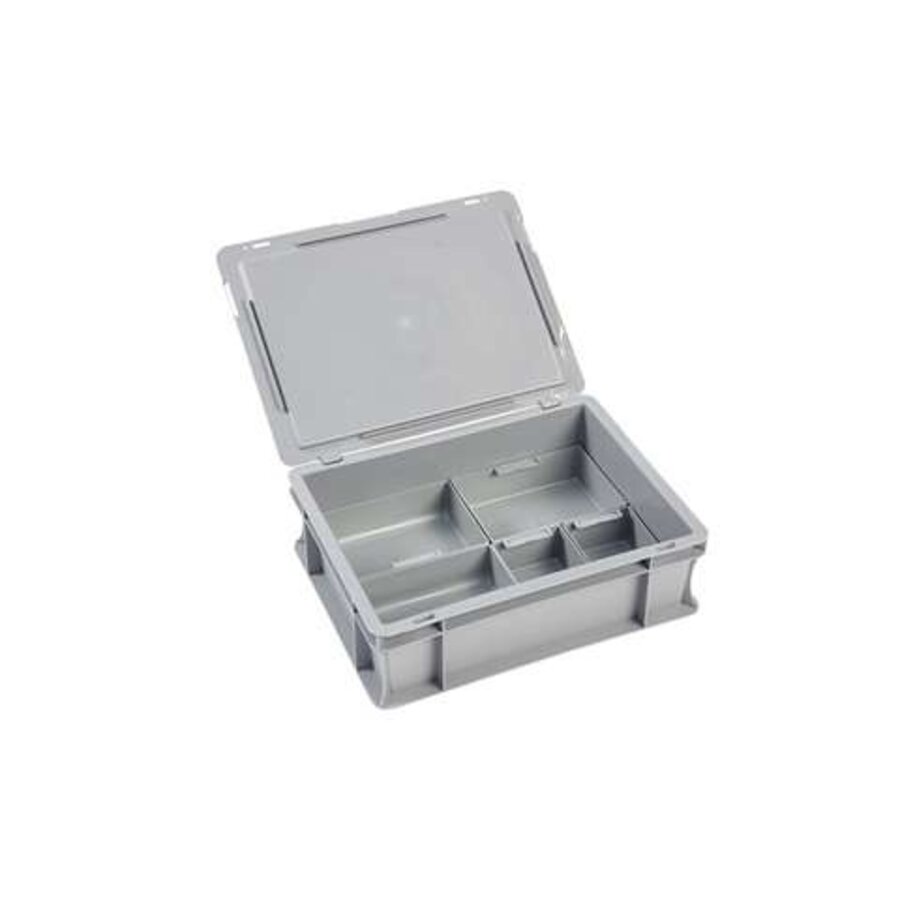 Kunststof krat met deksel 10 liter met koffergreep 400 x 300 x 133 mm