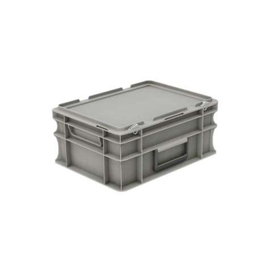 Kunststof krat met deksel 15 liter met koffergreep 400 x 300 x 183 mm