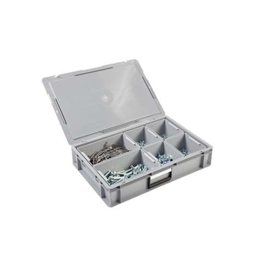 Plastic crate with lid 20 liters with suitcase handle 600 x 400 x 133 mm