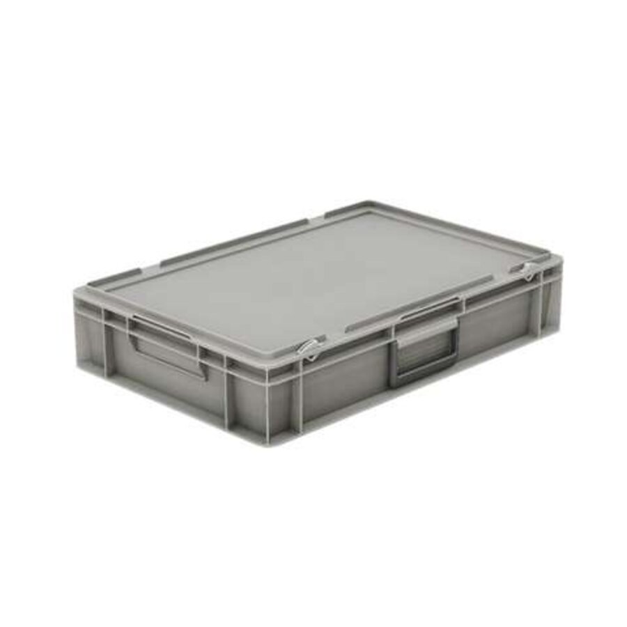 Kunststof krat met deksel 20 liter met koffergreep 600 x 400 x 133 mm