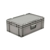HorecaTraders Plastic crate with lid 42 liters with suitcase handle 600 x 400 x 223 mm
